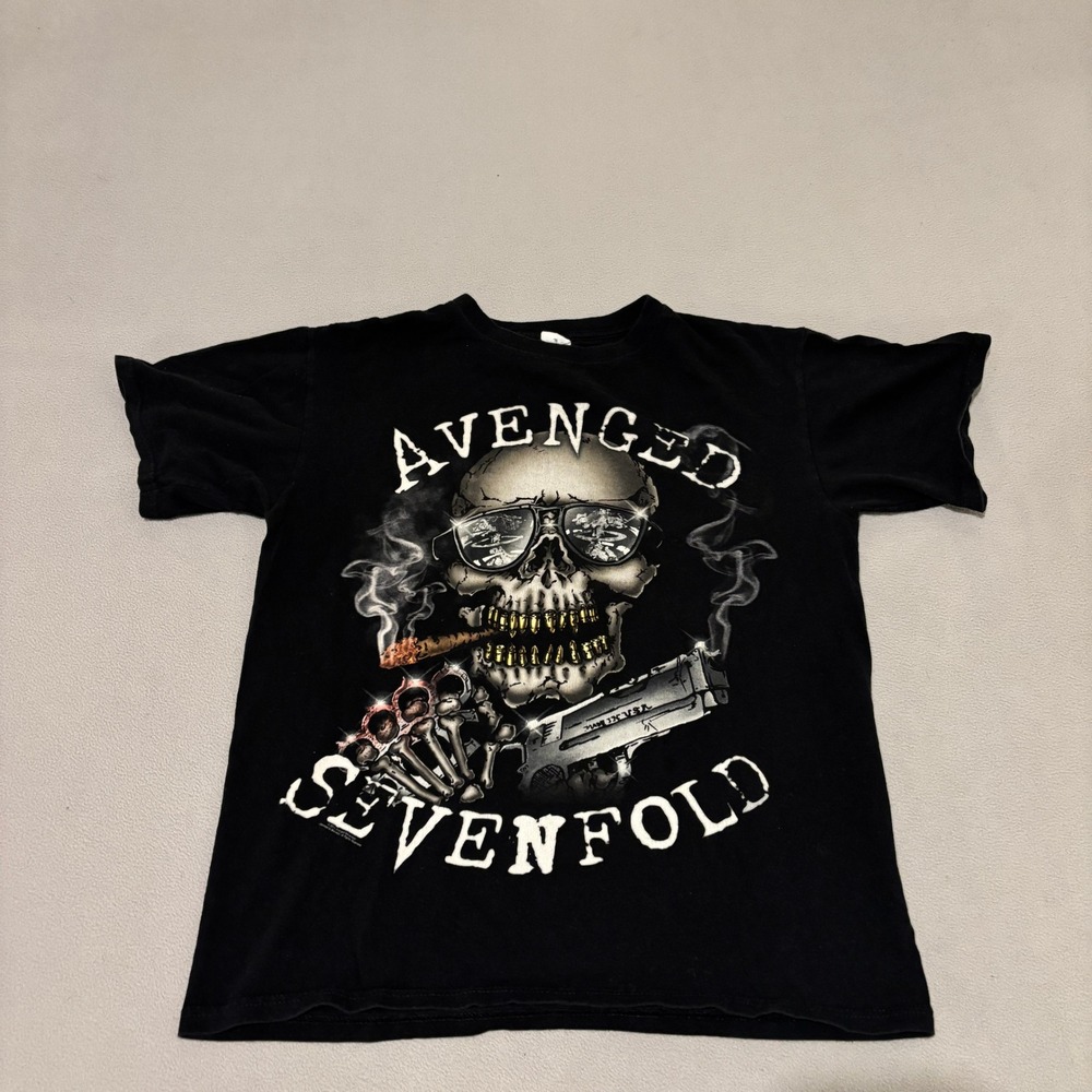 Avenged Sevenfold Natural Born Killer Skull Graphic T-Shirt Black Mens Medium
